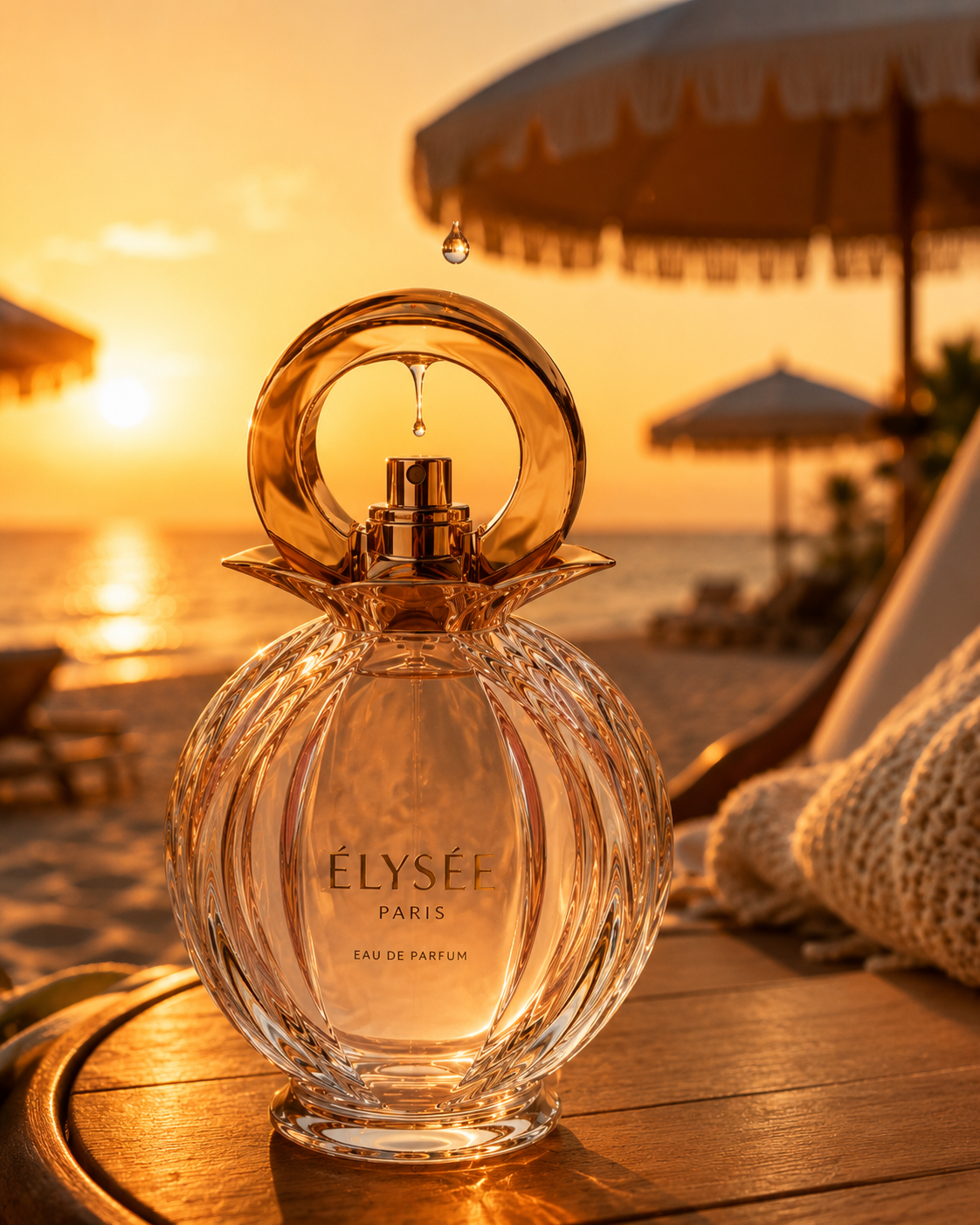 Élysée Paris — Détail vaporisateur sur plage dorée