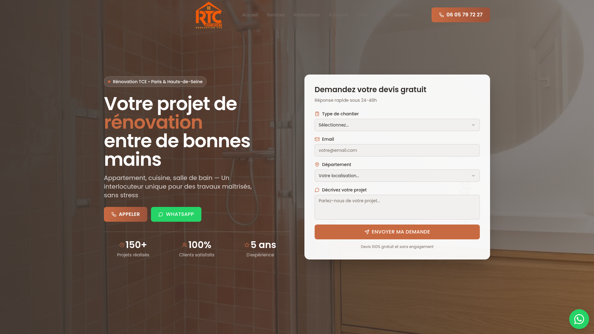 Site web RTC Bâtiment - Rénovation TCE · Paris - réalisation Brilz Agency