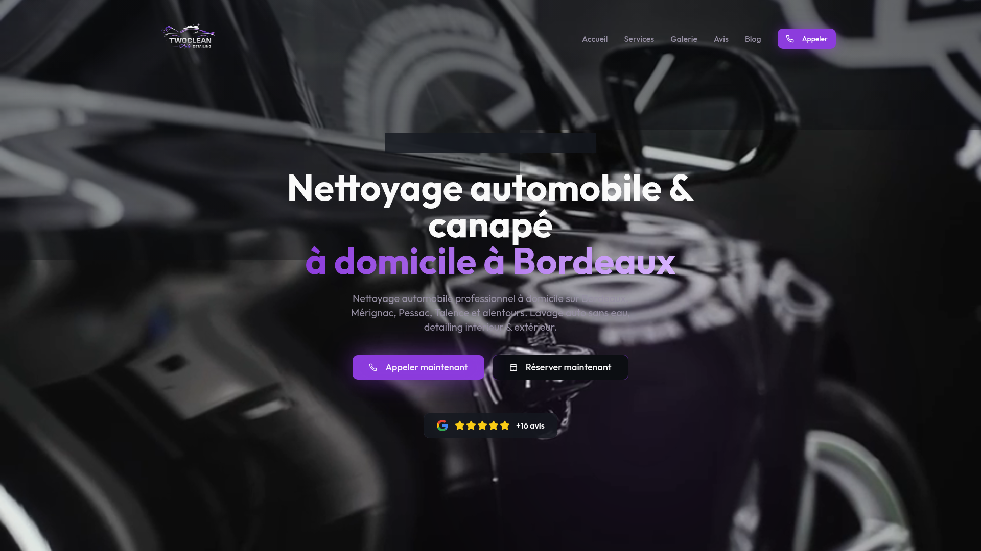 Capture d'écran du site Two Clean - Société de nettoyage professionnel créé par Brilz Agency