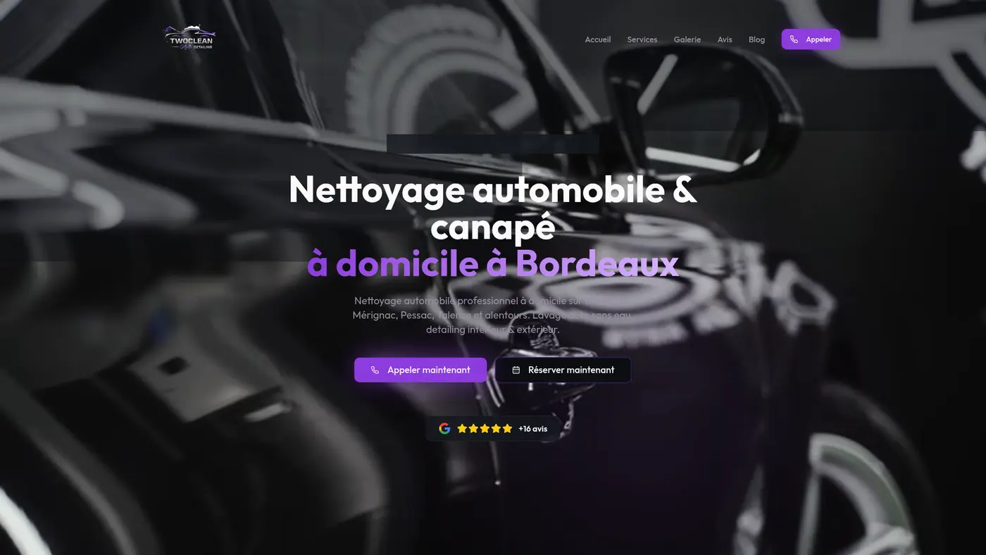 Two Clean — Nettoyage automobile · Bordeaux